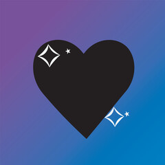 heart with wings beautiful nice cute icon, love black 