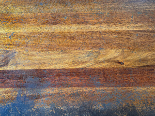Close up of exposed rustic solid wood texture. Natural brown timber with grunge and dirt pattern and dark veins. Weathered wood vintage feel. Seamless background texture