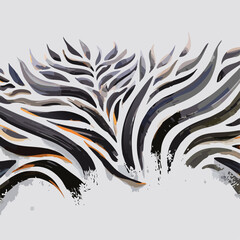 Brush strokes, white background, black zebra stripes, ink graffiti, textured 