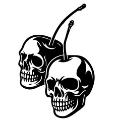 Skull Shaped Cherry Vector SVG Clipart illustration