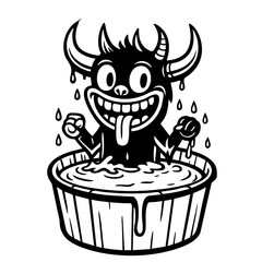 Devil in Bath Vector SVG Clipart illustration