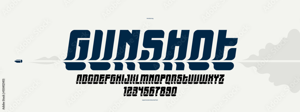 Poster bended and deformed display font for logos and posters, vector distorted and twisted italic typeface