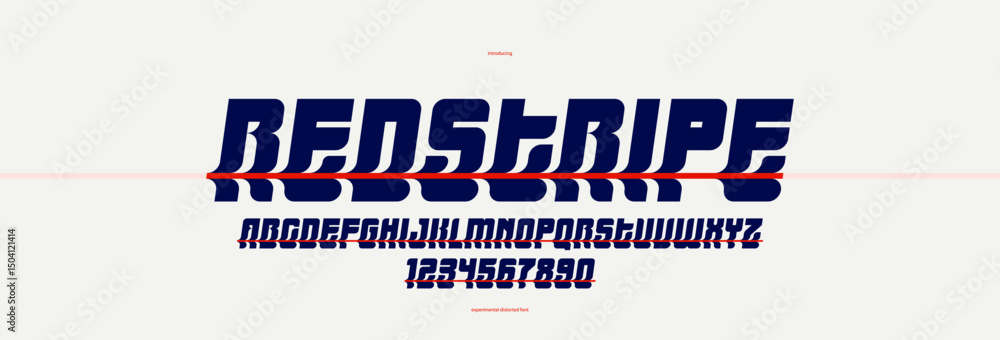 Poster bended and deformed display font for logos and posters, vector distorted and twisted typeface for he