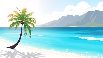 Fototapeta premium tropical beach with palm trees