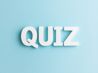 Quiz Time: The word QUIZ stands out in bold, capital letters on a light blue backdrop, creating a modern, direct, and slightly academic visual narrative, ideal for educational, entertainment.