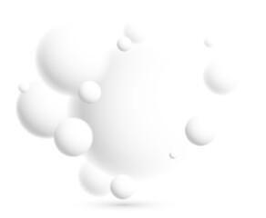 Light and soft 3D defocused spheres vector abstract background, relaxing ambient theme with white balls in levitation, atmospheric wallpaper.