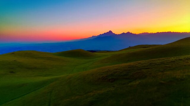 Colorful Sunrise Over Rolling Hills