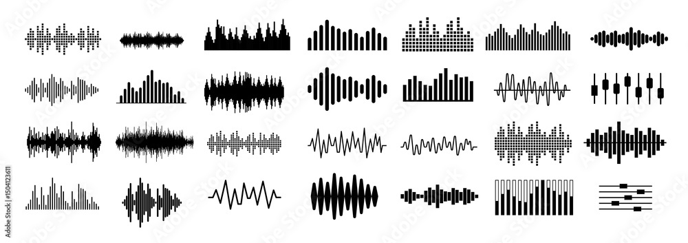 Aufkleber sound and audio vector elements collection - set of graphics with music or voice frequency symbols i