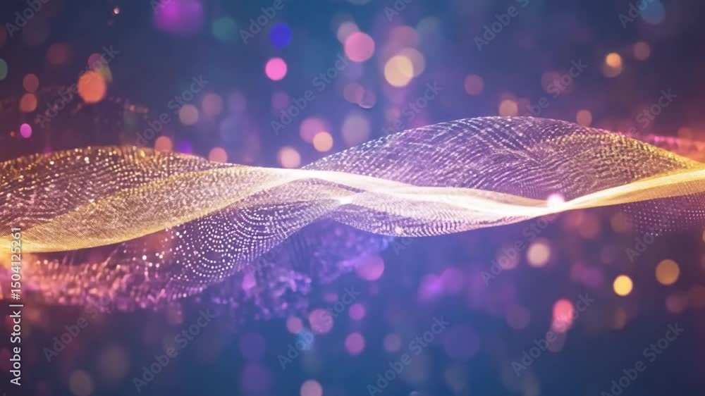 Aufkleber colorful abstract wave design vibrant digital background with light particles and motion texture, cr