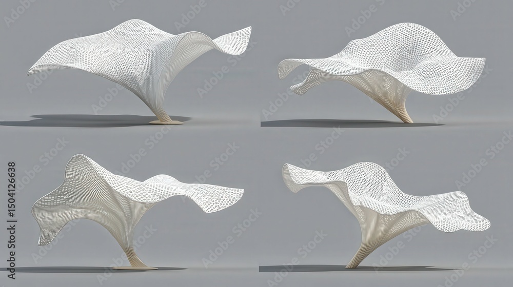 Poster intricate 3d printed structures showcasing futuristic designs and forms