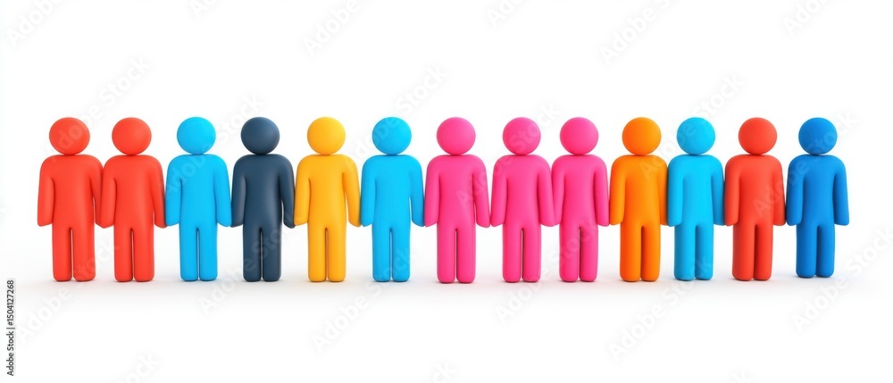 Poster colorful 3d figures representing diversity and teamwork in modern professional setting