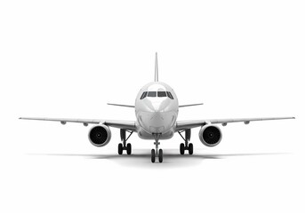Front View of a White Passenger Airplane