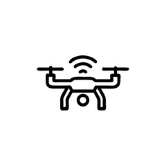 Naklejka premium Drone flying with wireless signal indicators in minimalist style 