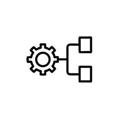 Obraz premium Gear and connector symbol in minimalistic line art design 