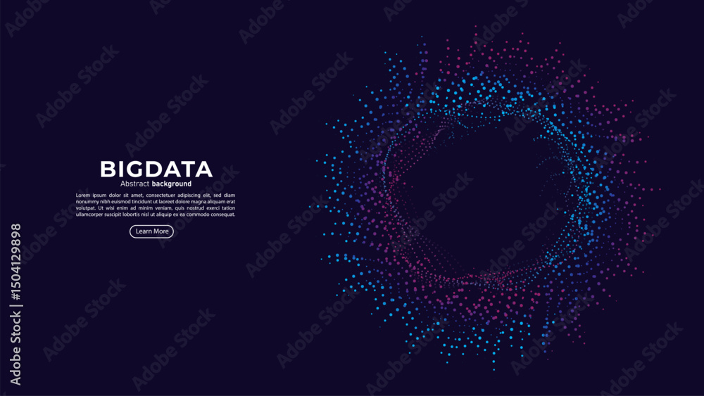 Aufkleber Abstract futuristic moving dots particles technology background. Cyber big data flow particles. Concept of Artificial Intelligence. Big Data and deep learning. Vector illustration.