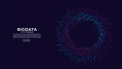 Abstract futuristic moving dots particles technology background. Cyber big data flow particles. Concept of Artificial Intelligence. Big Data and deep learning. Vector illustration.