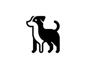 Flat dog icon in minimalist branding design