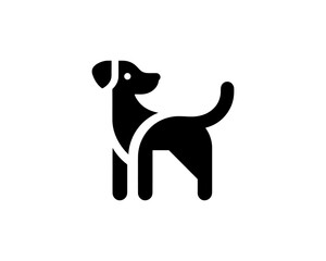 Iconic dog silhouette logo in flat design
