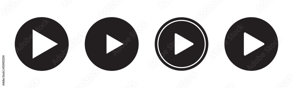 Poster play button icon set. start audio or video action symbol. vector illustration. video player concept 