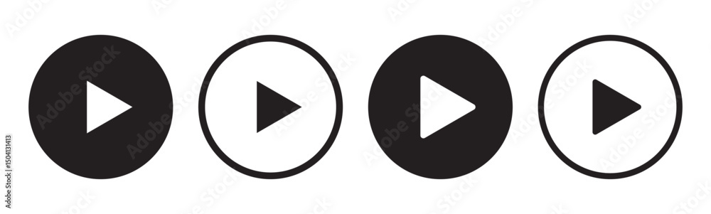 Poster play button icon set. start audio or video action symbol. vector illustration. video player concept 