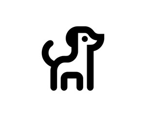Iconic dog logo in bold black and white