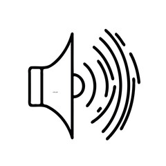 doodle music icon vector illustration, loudspeaker, speaker icon isolated on white background. 