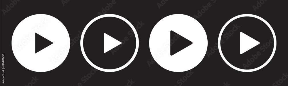 Poster play button icon set. start audio or video action symbol. vector illustration. video player concept 