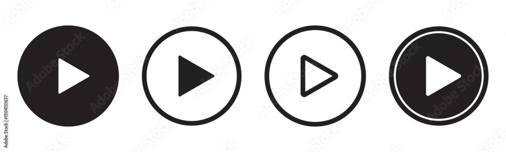 Poster play button icon set. start audio or video action symbol. vector illustration. video player concept 