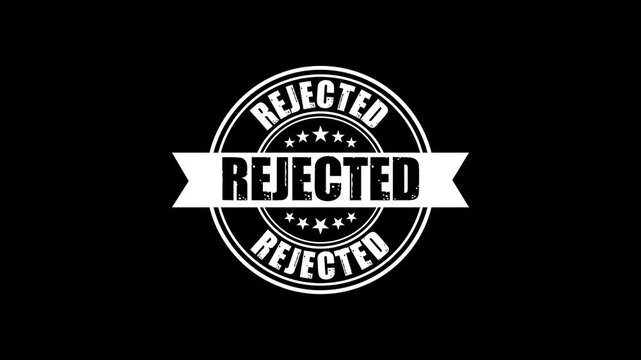 Rejected stamp animation on a green screen background