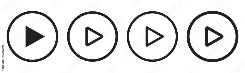 Poster play button icon set. start audio or video action symbol. vector illustration. video player concept 