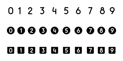 icon set of number's in filled line for business or accounting