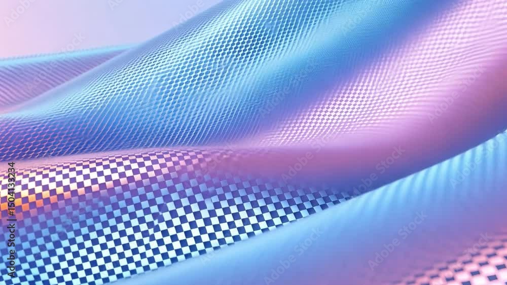 Poster colorful abstract wave pattern with checkered design vibrant exploration of depth and movement in mo