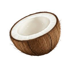 Half coconut shell isolated on black background