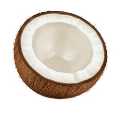 Half of a coconut isolated on black background