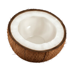 Half of a coconut isolated on black background