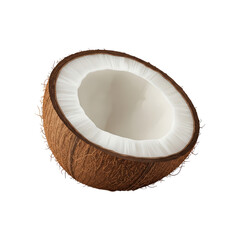 Half coconut isolated on black background
