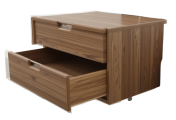 Floating nightstand with hidden drawer Perspective angle, clean isolated render.