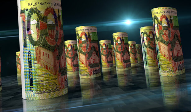 Belarusian rubel money banknotes pack 3d illustration