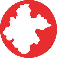 Simplified map of andalusia spain within a red circular frame