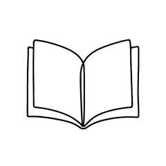 hand drawn sketch, open book with blank pages. 
Closed Book with Bookmark, Line Art Illustration.
Hand-drawn illustration of a hand writing in a notebook