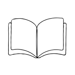 hand drawn sketch, open book with blank pages. 
Closed Book with Bookmark, Line Art Illustration.
Hand-drawn illustration of a hand writing in a notebook