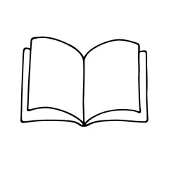 hand drawn sketch, open book with blank pages. 
Closed Book with Bookmark, Line Art Illustration.
Hand-drawn illustration of a hand writing in a notebook