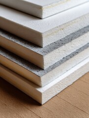 Layers of Foam Insulation Boards Arranged for a Construction Project Open at the Top for Visibility and Inspection