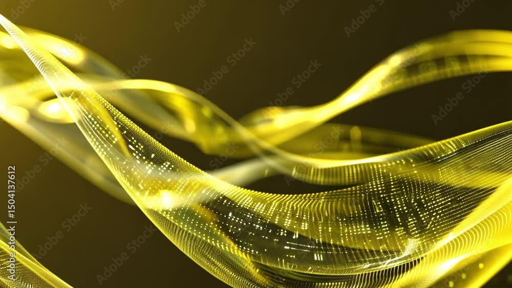 Poster abstract yellow waves dynamic digital patterns and energy movement showcasing technology and innovat