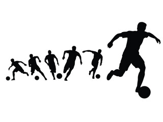football players silhouettes, Soccer Player Dribbling Ball Silhouette, Vector Art