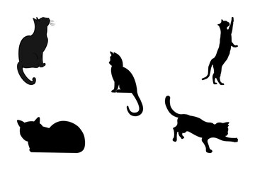 icon set of silhouette of cat 