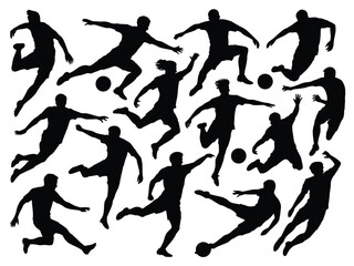 soccer player silhouette vector, illustration set of football (soccer) players Vector illustration, football players silhouettes