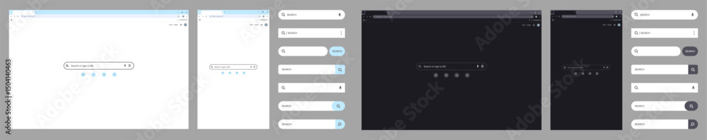 Poster browser window website mockup template with frames for pc, laptop, tablet, and mobile. includes ligh