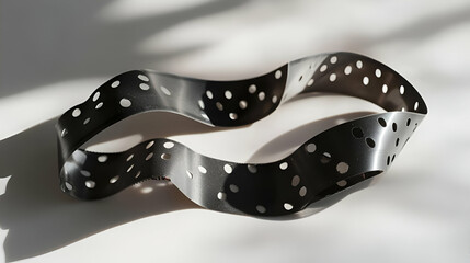 Obraz premium Abstract Metal Sculpture with Perforated Wave Pattern