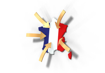 carte de France avec flèches, choisir la France pour investir ou étudier